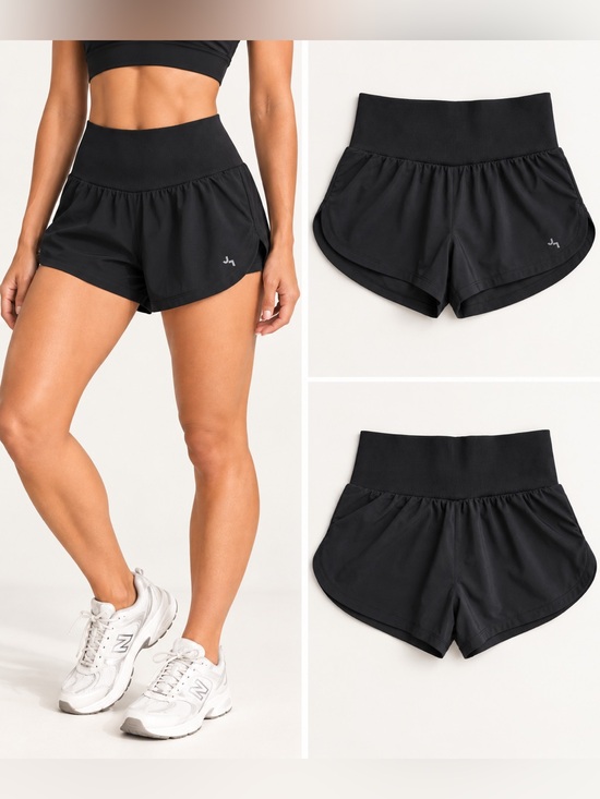 JoyLab Pants - JoyLab High Rise Ribbed Waist Running Shorts Black XS